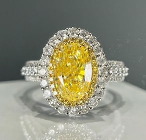 2ct Natural Yellow Diamond 18Kt Gold Ring