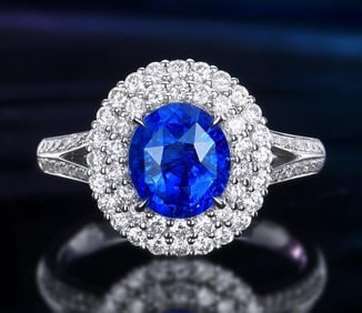2.3ct Cornflower Blue Sapphire 18Kt Gold Ring