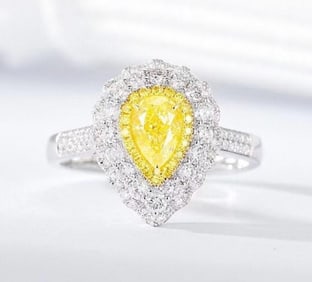 0.5ct Natural Yellow Diamond 18Kt Gold Ring