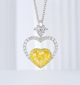 1ct Natural Yellow Diamond 18Kt Gold Necklace