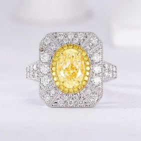 2ct Natural Yellow Diamond 18Kt Gold Ring