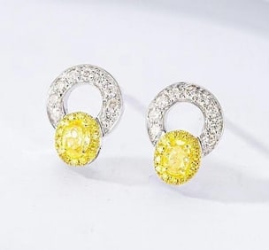 Natural Yellow Diamond 18Kt Gold Earrings