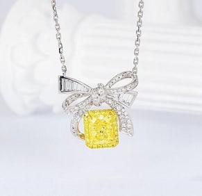 1ct Natural Yellow Diamond 18Kt Gold Necklace