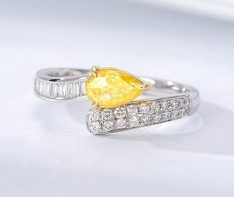 0.55ct Natural Yellow Diamond 18Kt Gold Ring