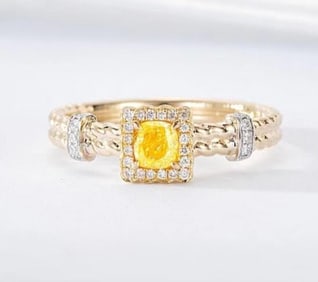 Natural Yellow Diamond 18Kt Gold Ring