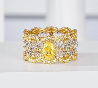 1ct Natural Yellow Diamond 18Kt Gold Ring