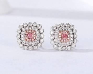 Natural Pink Diamond 18Kt Gold Earrings