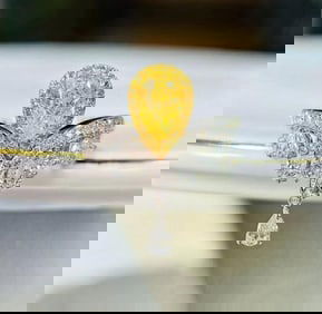 1ct Natural Yellow Diamond 18Kt Gold Ring