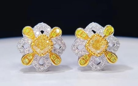 18K Gold Natural Diamond Earrings