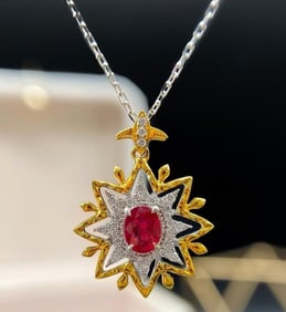 Myanmar Natural Ruby Pendant 18K Gold