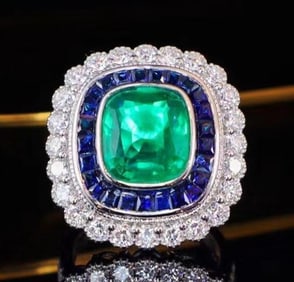 4.6ct Natural Colombian Emerald Ring 18K Gold