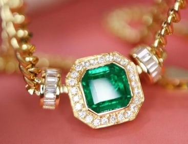 2ct Colombian Emerald Necklace 18K Gold