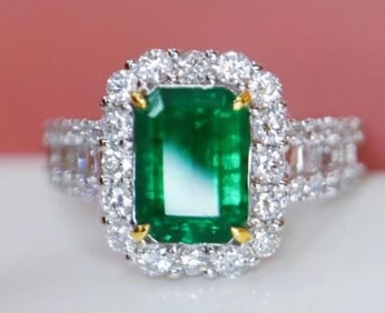 2ct Natural Emerald Ring 18K Gold