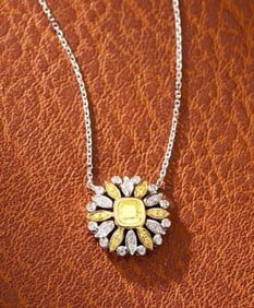 Natural Yellow Diamond Necklace 18K Gold