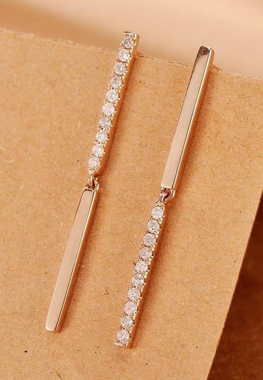 Natural Diamond Dangle Earrings 18K Gold (1 of 5)