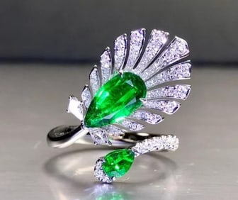 1.38ct Natural Emerald Ring 18K Gold