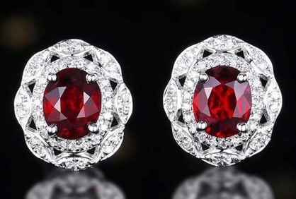 Mozambique pigeon blood Ruby 18Kt Gold Earrings