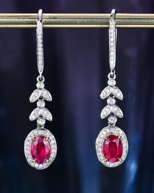 1.08ct Natural Ruby 18Kt Gold Earrings