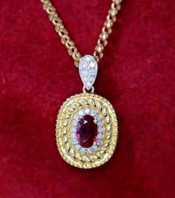 Pigeon Blood Ruby 18Kt Gold Pendant