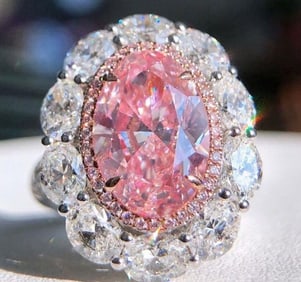 4ct pink diamond ring 18k gold GIA