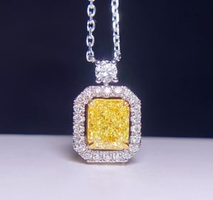 1ct Natural Yellow Diamond 18Kt Gold Necklace