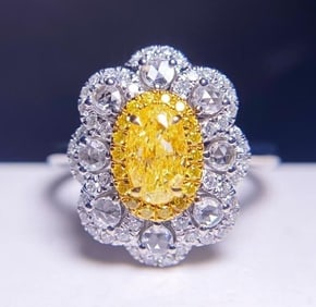 0.6ct Natural Yellow Diamond 18Kt Gold Ring