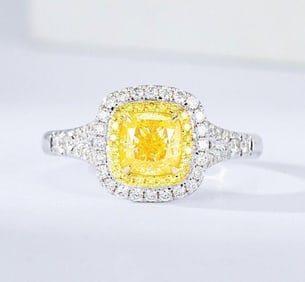 1ct Natural Yellow Diamond 18Kt Gold Ring