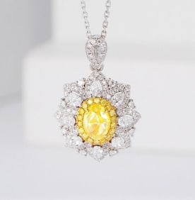 1ct Natural Yellow Diamond 18Kt Gold Pendant