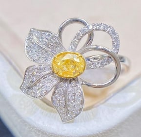Natural Yellow Diamond 18K Gold Ring