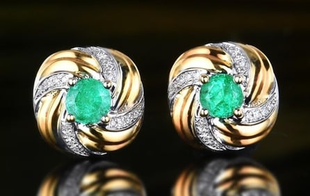 Natural Emerald 18K Gold Earrings