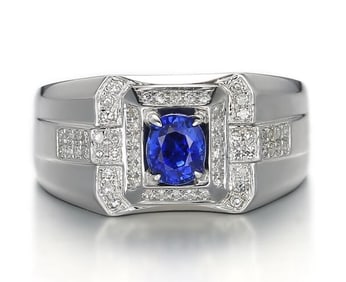 0.9ct Cornflower Blue Sapphire 18Kt Gold Ring