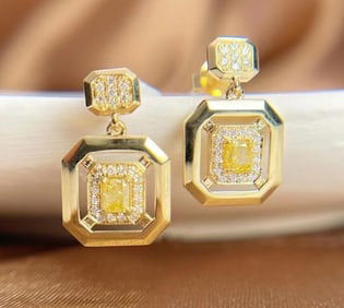 18Kt Gold Natural Yellow Diamond Earrings