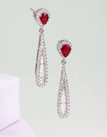 Pigeon Blood Ruby 18Kt Gold Diamond Earrings