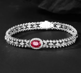 1.4ct Natural Ruby 18Kt Gold Bracelet