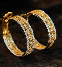 1.2cts Natural Diamond 18Kt Gold Earrings