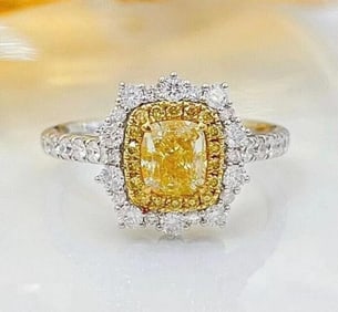 1ct Natural Yellow Diamond 18Kt Gold Ring