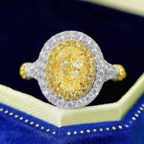 1ct Natural Yellow Diamond 18Kt Gold Ring