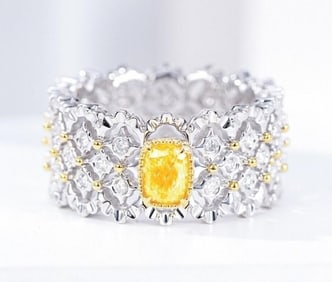 0.6ct Natural Yellow Diamond 18Kt Gold Ring