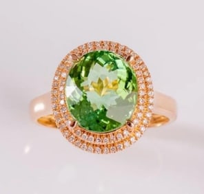 4.3ct Natural Tourmaline 18Kt Gold Ring