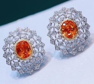 2.25cts Fanta Spessartite 18Kt Gold Earrings