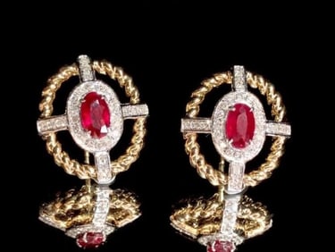 Natural Ruby 18Kt Gold Earrings