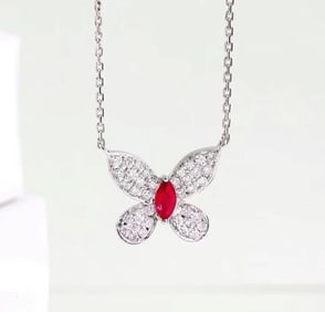 Pigeon Blood Ruby 18Kt Gold Necklace