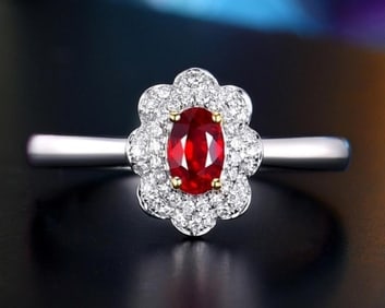 Pigeon Blood Ruby 18Kt Gold Ring