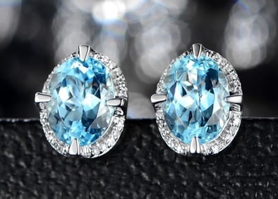 3ct Natural Aquamarine 18Kt Gold Earrings