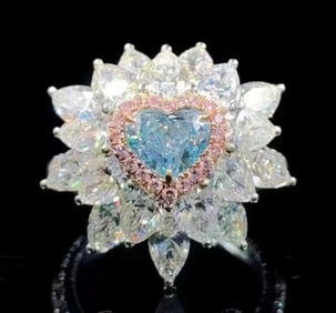 Natural Blue Diamond 18Kt Gold Ring