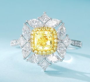 1ct Natural Yellow Diamond 18Kt Gold Ring