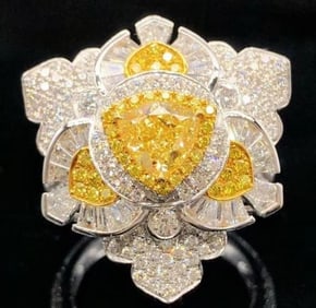 1.82ct Natural Yellow Diamond Ring 18K Gold