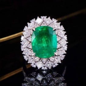 5.7ct Natural Emerald Ring 18K Gold