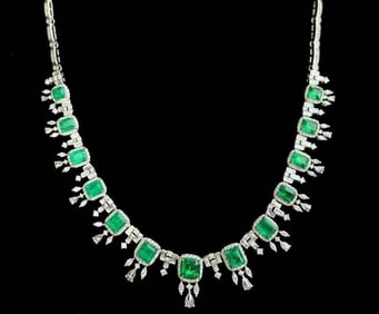 17.6ct Natural Emerald Necklace 18K Gold