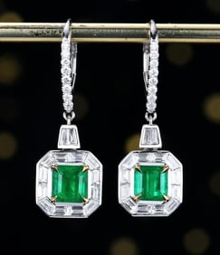 1.6ct Natural Emerald 18K Gold Earrings